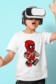 Deadpool Football Baskılı Unisex Beyaz Çocuk Tişört