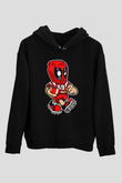 Deadpool Football Baskılı Unisex Siyah Hoodie