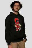 Deadpool Football Baskılı Unisex Siyah Hoodie