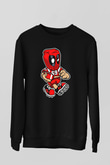 Deadpool Football Baskılı Unisex Siyah Sweatshirt