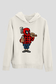 Deadpool Lumberjack Baskılı Unisex Beyaz Hoodie