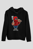 Deadpool Lumberjack Baskılı Unisex Siyah Hoodie