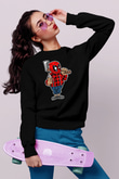 Deadpool Lumberjack Baskılı Unisex Siyah Sweatshirt