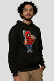 Deadpool Lumberjack Baskılı Unisex Siyah Hoodie