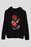 Deadpool Rockstar Baskılı Unisex Siyah Hoodie