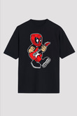 Deadpool Rockstar Baskılı Unisex Siyah Oversize Tişört