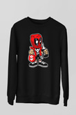 Deadpool Street Bastard Baskılı Unisex Siyah Sweatshirt