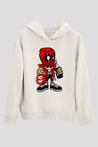 Deadpool Street Bastard Baskılı Unisex Beyaz Hoodie