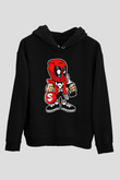 Deadpool Street Bastard Baskılı Unisex Siyah Hoodie