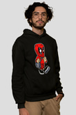 Deadpool Worker Baskılı Unisex Siyah Hoodie
