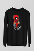 Deadpool Worker Baskılı Unisex Siyah Sweatshirt