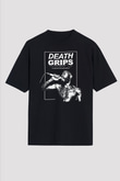 Death Grips Baskılı Unisex Siyah Oversize Tişört - Tshirt