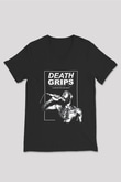 Death Grips Baskılı Unisex Siyah V Yaka Tişört - Tshirt