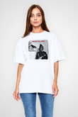 Death in June Baskılı Unisex Beyaz Oversize Tişört
