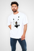 Death Stranding Baskılı Beyaz Unisex Oversize Tişört - Tshirt