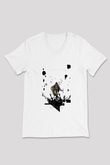 Death Stranding Baskılı Beyaz Unisex V Yaka Tişört - Tshirt