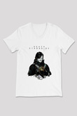 Death Stranding Baskılı Beyaz Unisex V Yaka Tişört - Tshirt