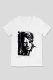 Death Stranding Baskılı Beyaz Unisex V Yaka Tişört - Tshirt