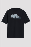 Death Stranding Baskılı Unisex Siyah Oversize Tişört - Tshirt