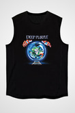 Deep Purple Baskılı Unisex Siyah Kolsuz Tişört