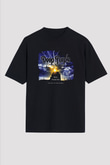 Deep Purple Baskılı Unisex Siyah Oversize Tişört