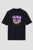 Deep Purple Baskılı Unisex Siyah Oversize Tişört