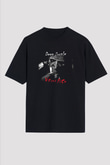 Deep Purple Baskılı Unisex Siyah Oversize Tişört