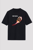 Deep Purple Baskılı Unisex Siyah Oversize Tişört