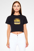 Def Leppard Baskılı Unisex Siyah Crop Top Tişört
