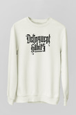 Delinquent Habits Baskılı Beyaz Unisex Sweatshirt