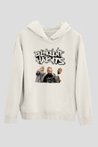 Delinquent Habits Baskılı Beyaz Unisex Kapüşonlu Sweatshirt