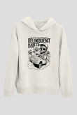 Delinquent Habits Baskılı Beyaz Unisex Kapüşonlu Sweatshirt