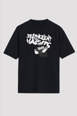 Delinquent Habits Baskılı Unisex Siyah Oversize Tişört - Tshirt