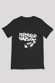 Delinquent Habits Baskılı Unisex Siyah V Yaka Tişört - Tshirt