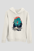Demon Slayer Baskılı Beyaz Unisex Hoodie