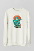 Demon Slayer Baskılı Beyaz Unisex Sweatshirt