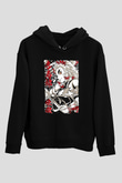 Demon Slayer Baskılı Unisex Siyah Hoodie