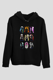 Demon Slayer Baskılı Unisex Siyah Hoodie