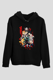 Demon Slayer Baskılı Unisex Siyah Hoodie