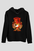 Demon Slayer Baskılı Unisex Siyah Hoodie
