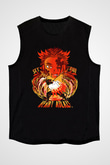 Demon Slayer Baskılı Unisex Siyah Kolsuz Tişört - Tshirt