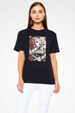 Demon Slayer Baskılı Unisex Siyah Tişört - Tshirt