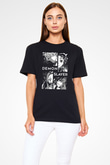 Demon Slayer Baskılı Unisex Siyah Tişört - Tshirt