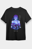 Demon Slayer Baskılı Unisex Siyah Tişört - Tshirt