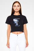 Demonaz Siyah  Crop Top Tişört