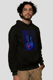 Deney Tüpleri Baskılı Unisex Siyah Hoodie