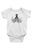 Deniz canlıları Baskılı Beyaz Unisex Bebek Body - Zıbın