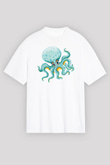 Deniz canlıları Beyaz Unisex Oversize Tişört T-Shirt