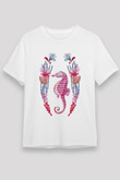 Deniz canlıları Beyaz Unisex Tişört T-Shirt - TişörtFabrikası