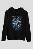 Deniz canlıları Siyah Unisex Kapüşonlu Sweatshirt